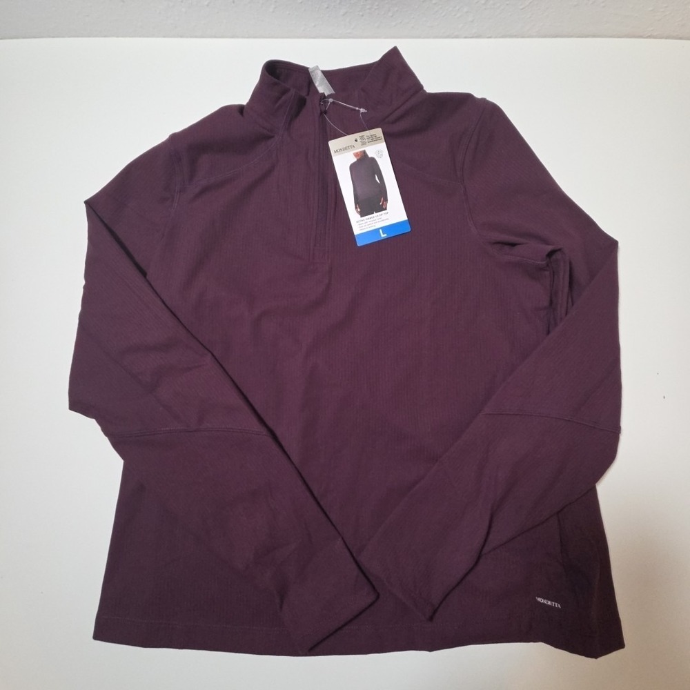 Mondetta Women's Size Large - Active Ribbed 1/4Zip Top Color: Eggplant‎